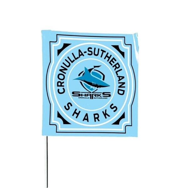 NRL Square Flag - Cronulla Sharks - Supporter Flag With Pole - 70 x 70cm
