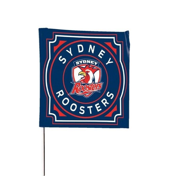 NRL Square Flag - Sydney Roosters - Supporter Flag With Pole - 70 x 70cm