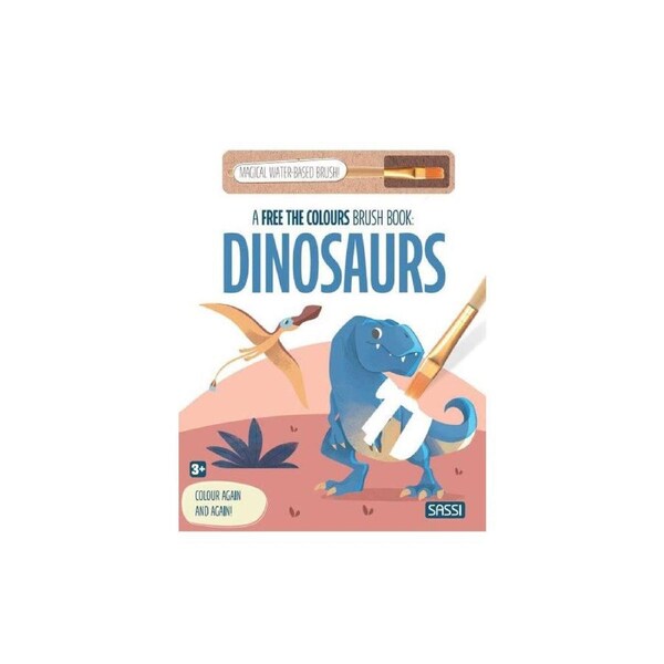 Sassi Free the Colours Reusable Paint Brush Kids Painting Book Dinosaurs 3y+