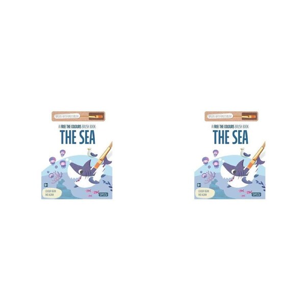2PK Sassi Free the Colours Reusable Paint Brush Kids Painting Book The Sea 3y+