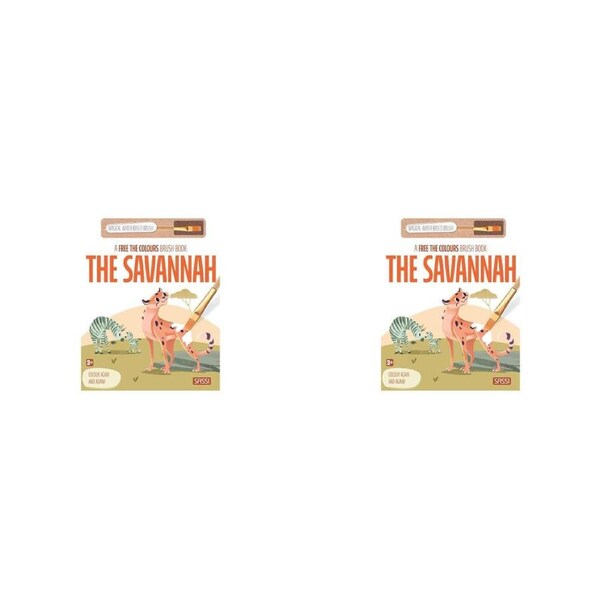 2PK Sassi Free the Colours Reusable Paint Brush Kids Book The Savannah 3y+