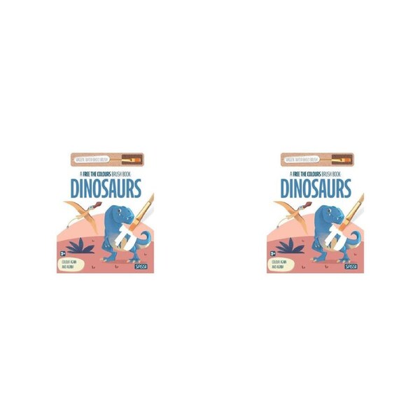 2PK Sassi Free the Colours Reusable Paint Brush Kids Painting Book Dinosaurs 3y+