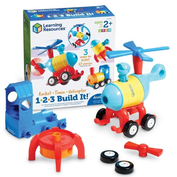 Learning Resources 1-2-3 Build It Rocket Train Helicopter