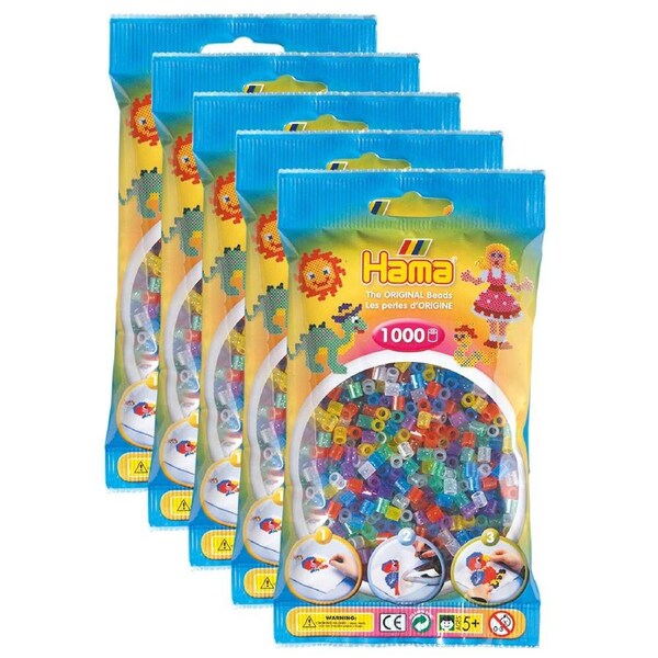 5x 1000pc Hama Bead&nbsp;Bags Kids DIY Building Activity Art/Craft Toy Glitter 5y+