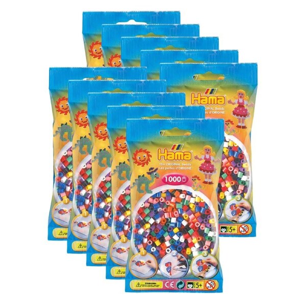 10x 1000pc Hama Bead&nbsp;Bags Kids DIY Building Activity Art/Craft Toy Bold 5y+