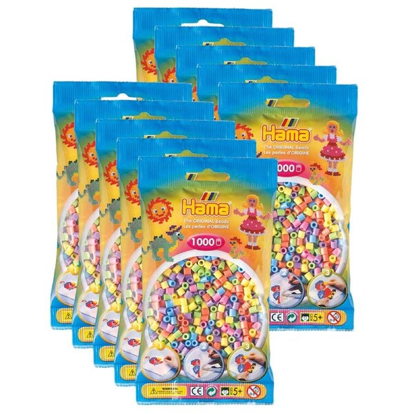 10x 1000pc Hama Bead&nbsp;Bags Kids DIY Building Activity Art/Craft Toy Pastel 5y+