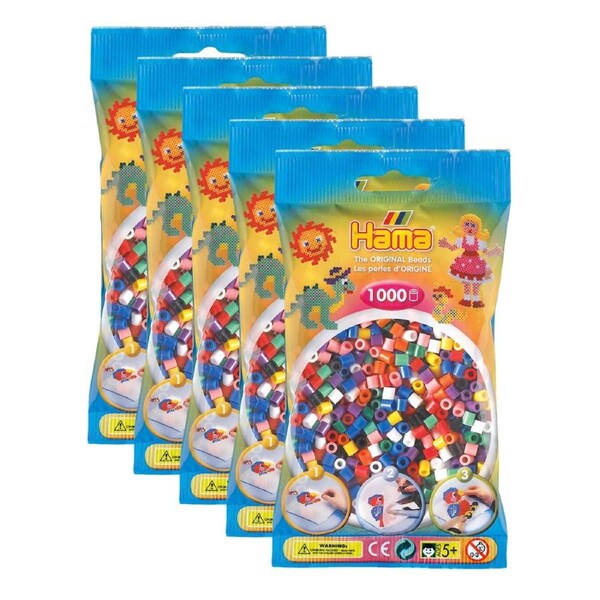 5x 1000pc Hama Bead&nbsp;Bags Kids DIY Building Activity Art/Craft Toy Bold 5y+