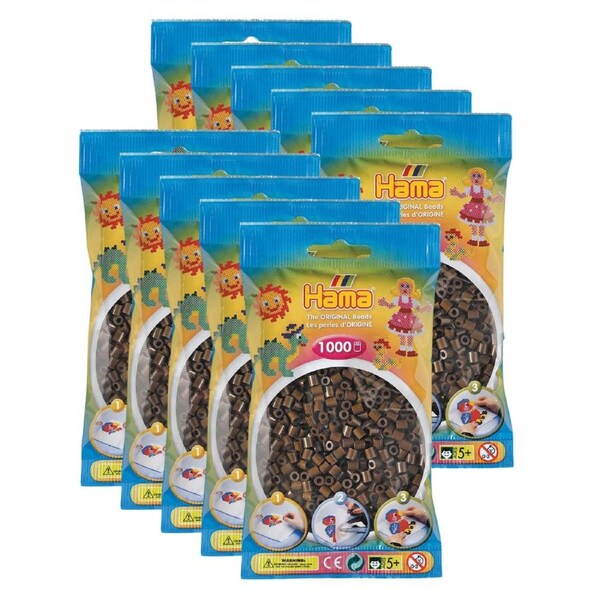 10x 1000pc Hama Bead&nbsp;Bags Kids DIY Building Activity Art/Craft Toy Brown 5y+