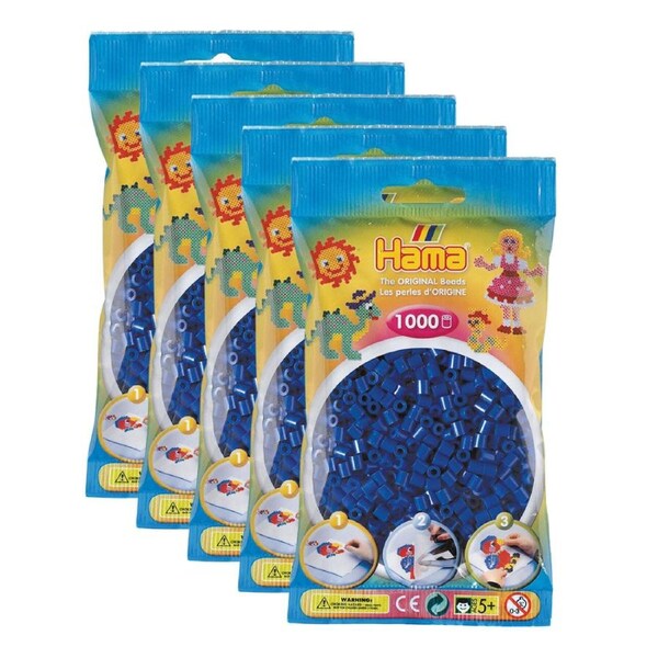 5x 1000pc Hama Bead&nbsp;Bags Kids DIY Building Activity Art/Craft Toy Blue 5y+