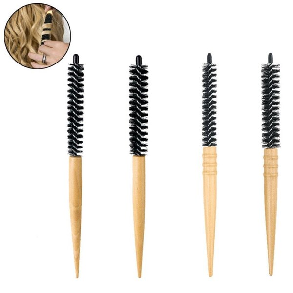 Beakey 4 Pcs Small Round Hair Brush Different Sizes for Bangs Beard
