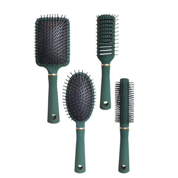 Beakey 4 Pcs Hair Brush Anti Static Massage Oval Comb for Women Men-Green O