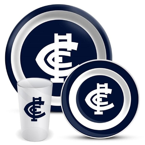 AFL 3 Piece Dinner Set - Carlton Blues - Melamine Plate, Bowl, Cup