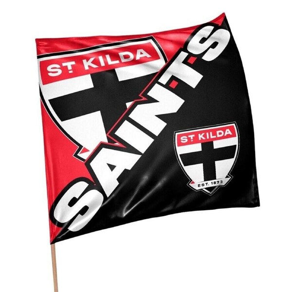 AFL Square Flag - St Kilda Saints - Supporter Flag With Pole - 70 x 70cm