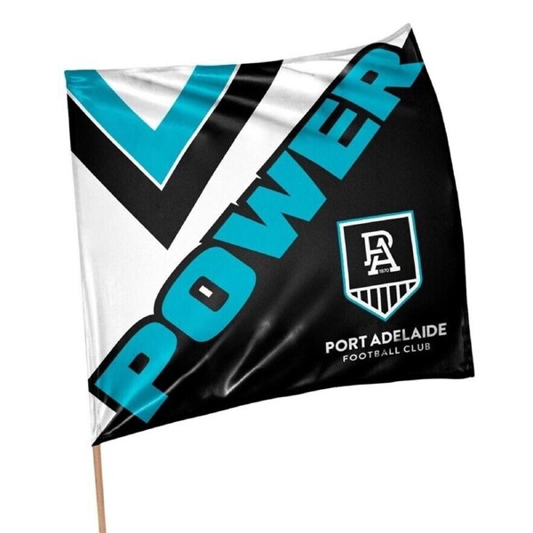 AFL Square Flag - Port Adelaide Power - Supporter Flag With Pole - 70 x 70cm