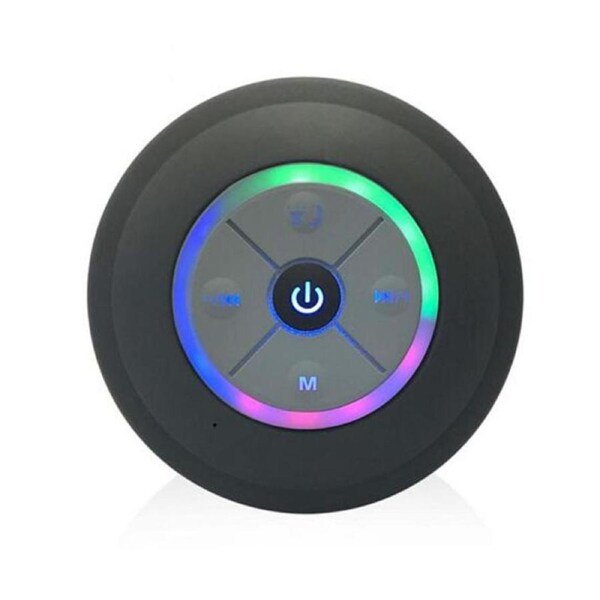 Catzon Mini Bluetooth Shower Speaker with LED Light and Suction Cup-Black