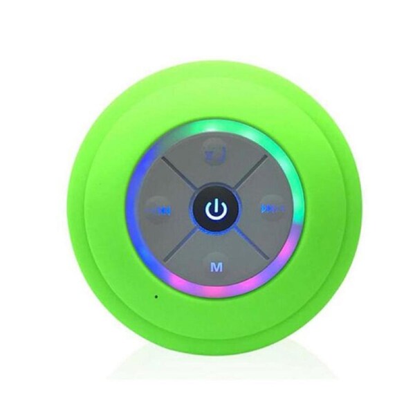 Catzon Mini Bluetooth Shower Speaker with LED Light and Suction Cup-Green