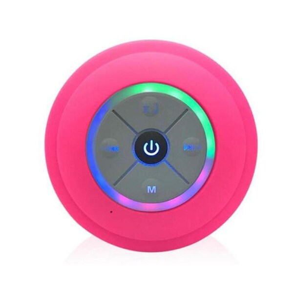 Catzon Mini Bluetooth Shower Speaker with LED Light and Suction Cup-Rose Red