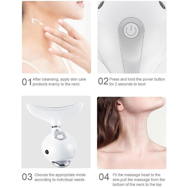 Catzon Facial Neck Massager with 3 Colors LED Therapy for Skin Lifting