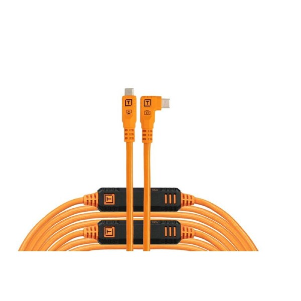 Tether Tools TetherPro 10G USB-C to USB-C Straight to Right - 9.4m - Orange