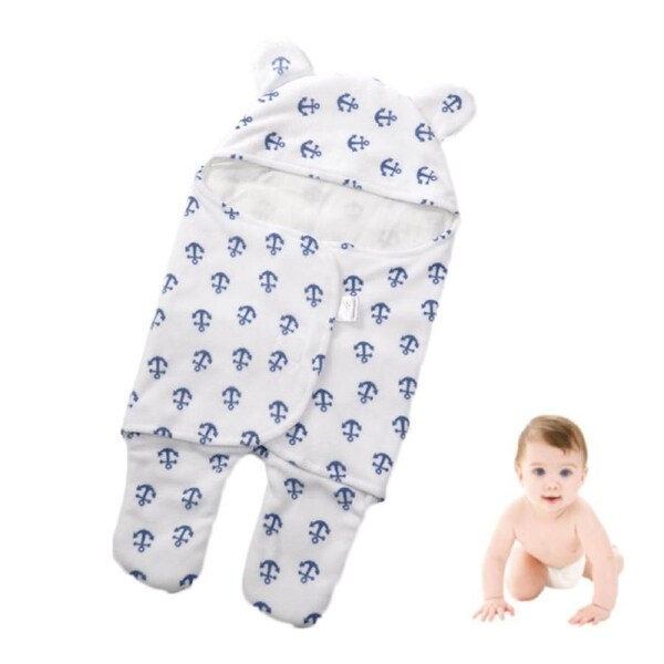 Nevenka Baby Swaddle Blanket Adjustable Sleeping Wrap for 0-6 Month Newborn-Anchor
