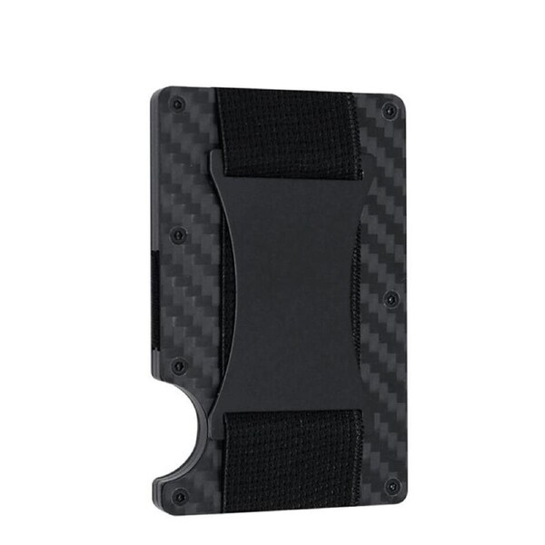 Nevenka Slim Wallet for Men Aluminum RFID Blocking Front Pocket with Money Belt-Carbon B