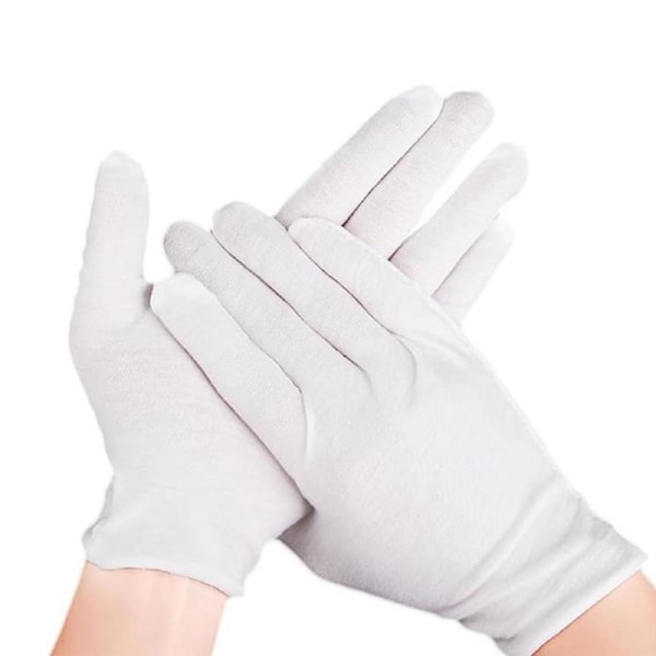 Nevenka 12 Pairs White Cotton Gloves Soft Stretchy for Coin Jewelry Inspection