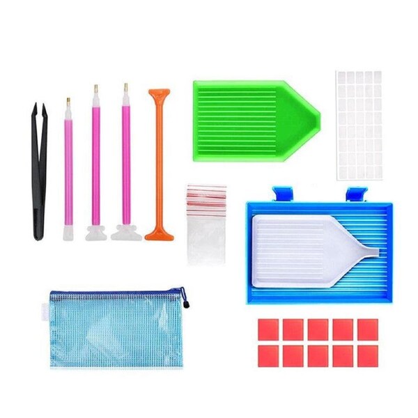 70PCS Diamond Painting Tools Kit with Pens Trays Glue and Storage Bag for DIY Art