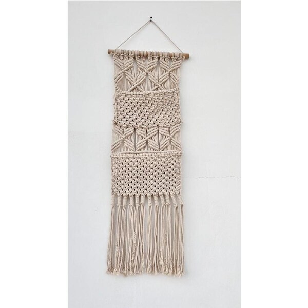 Brong Macram? Wall Hanging Book Holder with Dual Pockets