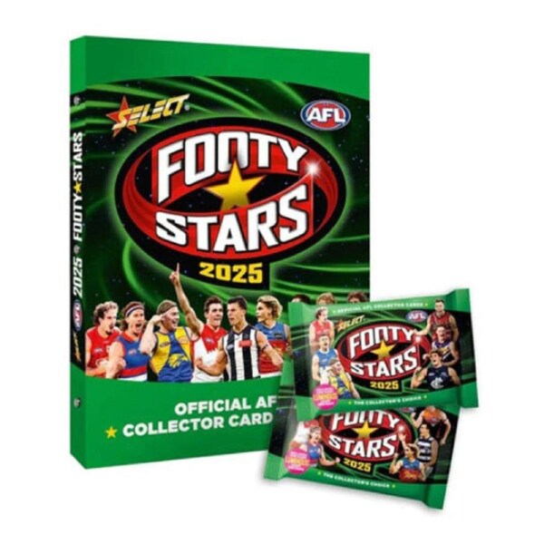 2025 AFL Footy Stars Binder Album w/ Two Packs of Collector Cards