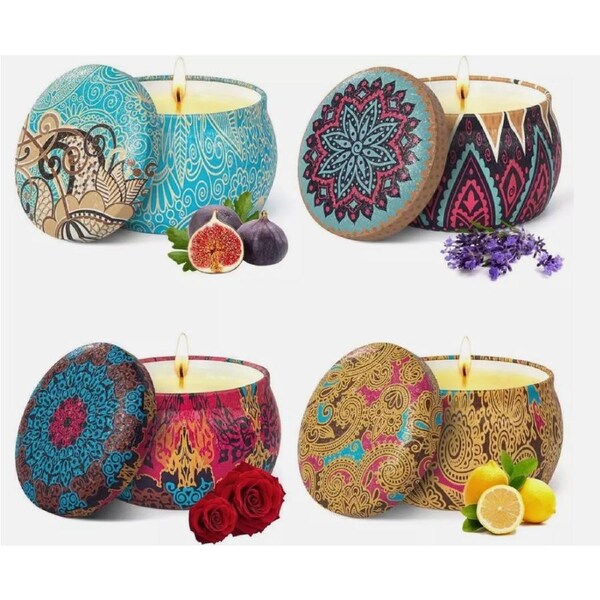 Blooming Bliss Candle Gift Set – Indulge in Lavender, Lemon, Rose & Fig Aromas LZ001