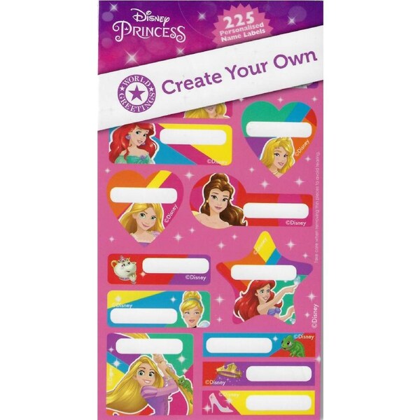 Disney Princess Create Your Own Name Labels Sticker Book (15 Sheets)