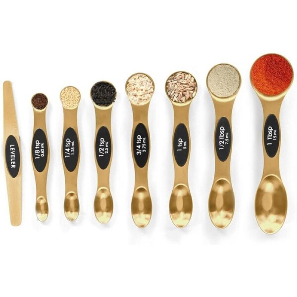 Magnetic Measuring Spoons Set Stainless Steel with Leveler, Stackable Metal Tablespoon Measure Spoon for Baking, Measuring Cups and Spoon Set Kitchen Gadgets Apartment Essentials Fits in Spice Jars