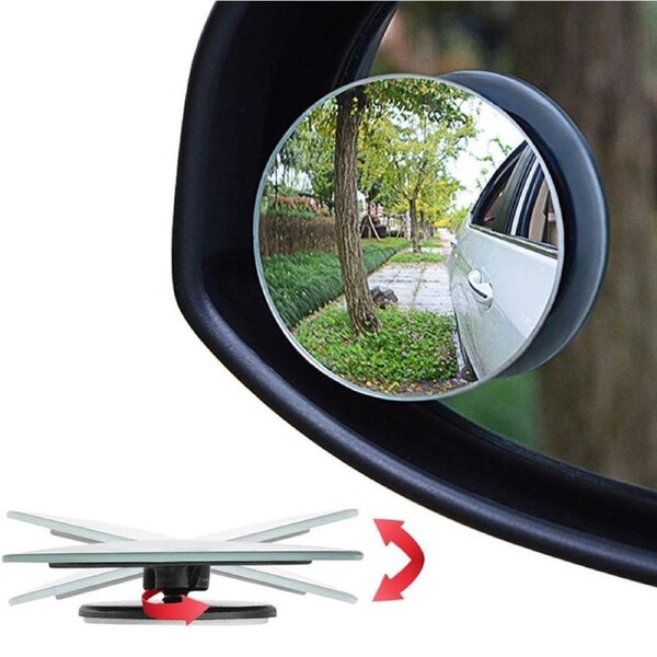 2-Pack HD Glass Blind Spot Mirrors, 5cm Frameless Convex Design, 360° Adjustable Universal Fit with 3M Adhesive
