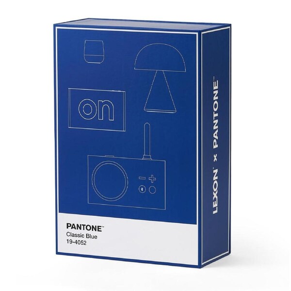 Lexon GIFT Set PANTONE - Includes Mino+ Mini Speaker, Flip Classic Clock, Mina M Lamp, Thykho 3 Speaker - Classic Blue