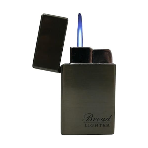 Broad Grey Jet Lighter Metal Flip Top Windproof Fluid Refillable