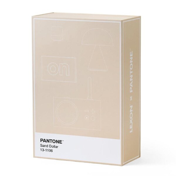 Lexon GIFT Set PANTONE - Includes Mino+ Mini Speaker, Flip Classic Clock, Mina M Lamp, Thykho 3 Speaker - Sand