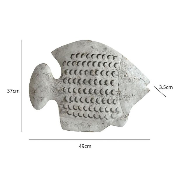Willow & Silk Metal 49cm White Fish with Scales Wall Art