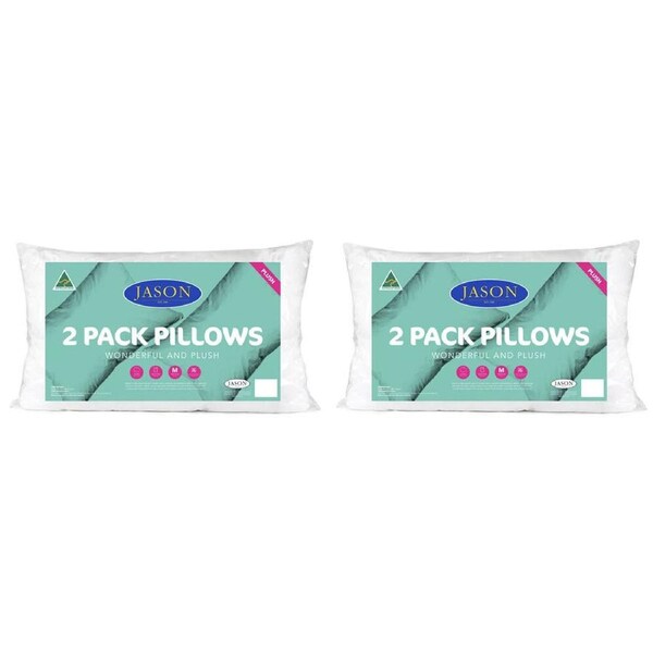 4pc Jason Wonderful & Plush Promo Washable Bed/Bedroom Sleeping Pillows White