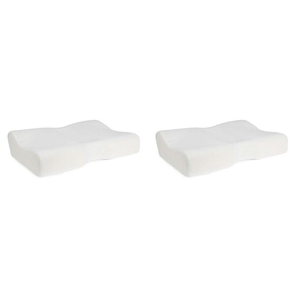 2PK Jason Breezeair Therapeutic Contoured Knitted Memory Foam Pillow White