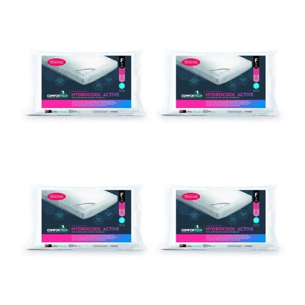 4PK Tontine 46x72cm Comfortech Hydrocool Active Cotton Pillow High Profile White