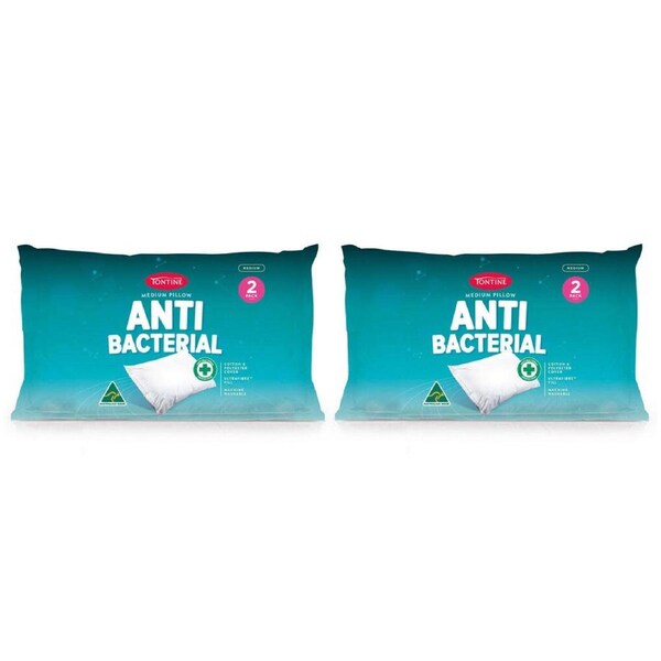 4pc Tontine Anti-Bacterial Medium Sleeping Pillow Cushion Home Bedding White