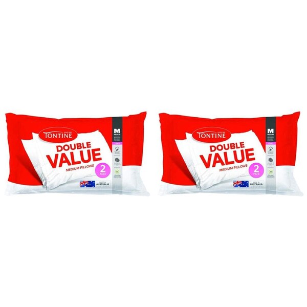 4pc Tontine Double Value Medium Height/Softness Pillows Cotton Home Bedding