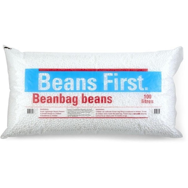 100L Bean Bag Refill Beans Polystyrene Beads Poly Filler Filling Fill White Balls Filler