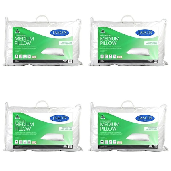 4PK Jason Dream Night Medium Pillow Low Allergenic Head Neck Support/Rest