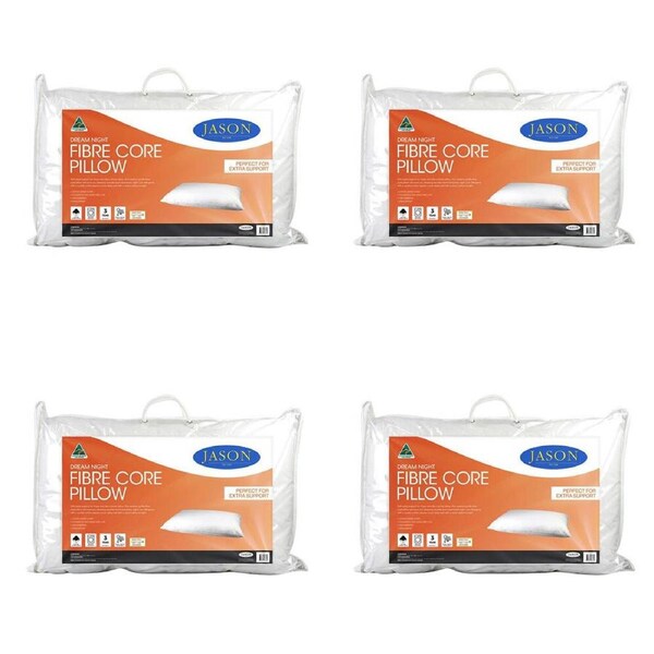 4PK Jason Dream Night Fibre Core Pillow Head Support/Resting Medium Profile