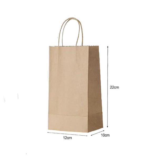 50PCS Brown Paper Bags with Handles Gift Bags Kraft Paper Grocery Bags Bulk 12x10x22cm