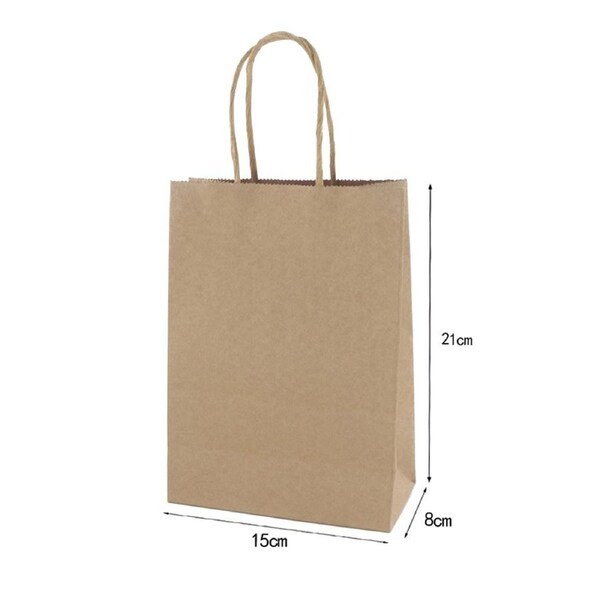 50PCS Brown Paper Bags with Handles Gift Bags Kraft Paper Grocery Bags Bulk 21x11x27cm