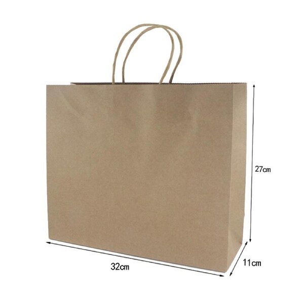 50PCS Brown Paper Bags with Handles Gift Bags Kraft Paper Grocery Bags Bulk 32x11x27cm