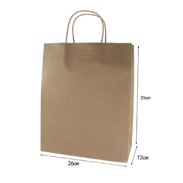 50PCS Brown Paper Bags with Handles Gift Bags Kraft Paper Grocery Bags Bulk 26x12x31cm