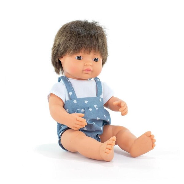 Miniland MF&M Baby Doll Brown Hair Boy 38cm Kids/Children Cuddle Toy 10m+